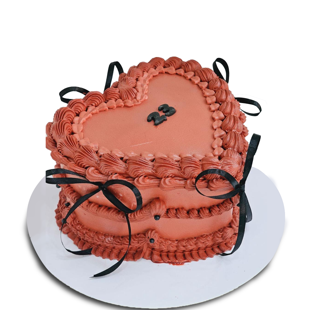 Vintage and Bow Design Cake, Fresh Cream Cake